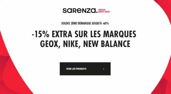 remise en plus sur les soldes Sarenza de Nike, New Balance et Geox