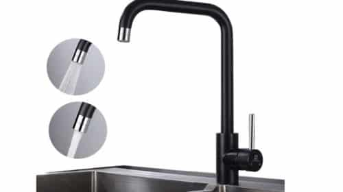 robinet de cuisine noir mat pivotant 2 jets Homelody