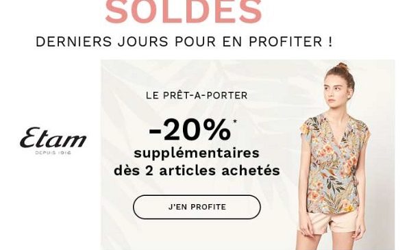 20% Supplémentaire Sur Les Soldes Prêt à Porter Etam