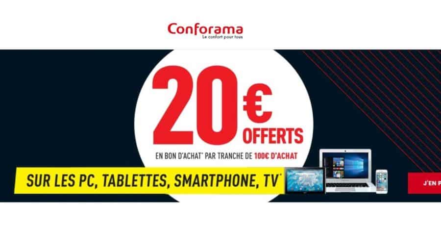 CONFO 20€ offerts par tranche de 100€ d’achat de PC, Tablette, Téléphonie et TV (en bon d’achat)