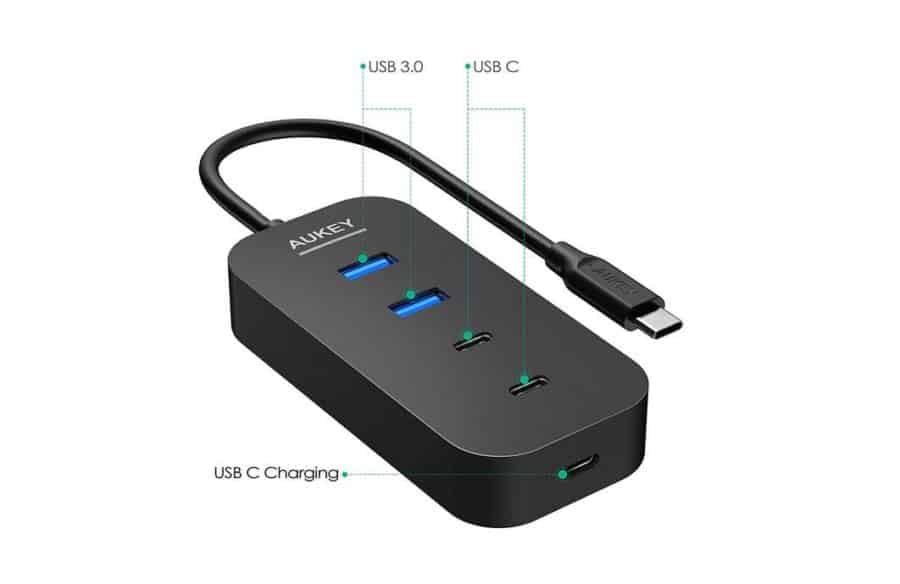 PROMO 7,99€ le HUB 5 Ports USB Aukey CB-C48 (2 USB 3.0 + 2 USB C + 1 USB C avec PD pour Macbook/ChromeBook)