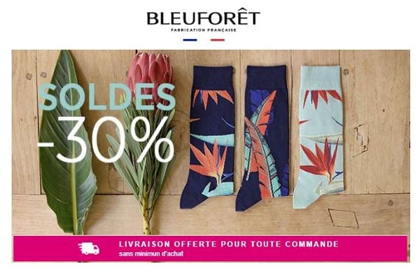 Soldes Bleuforêt = 30% + livraison gratuite sans minimum (chaussettes et collants fabriqués français)