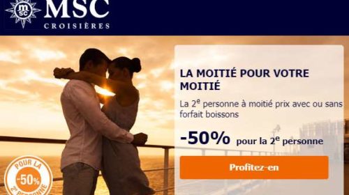 croisière MSC Croisières à moitié prix pour la deuxième personne