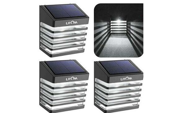 34,14€ le lot de 4 petites appliques murales solaires LED LITOM avec 2 modes d’éclairage