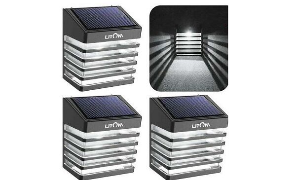 le lot de 4 petites appliques murales solaires led litom avec 2 modes d'éclairage