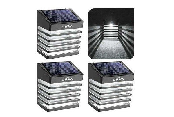 le lot de 4 petites appliques murales solaires led litom avec 2 modes d'éclairage