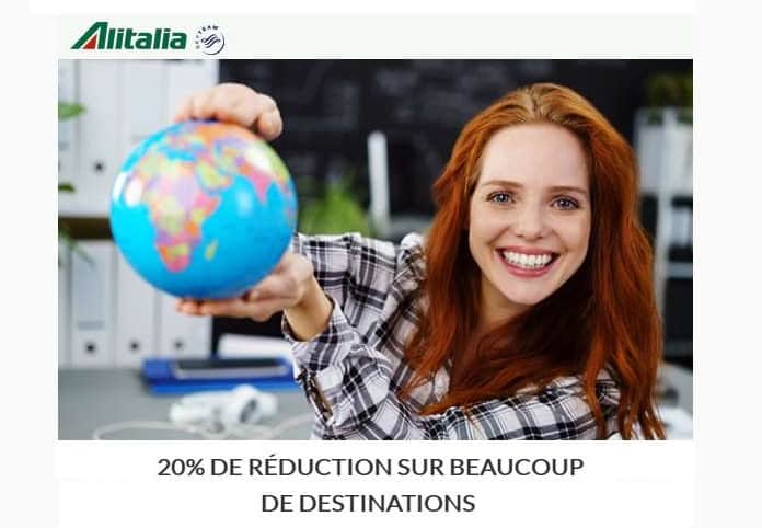 20% de réduction sur beaucoup de destinations Alitalia ✈️au départ de France