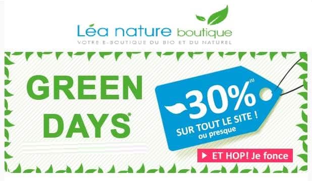 remise sur tout le site Lea Nature - Green Days