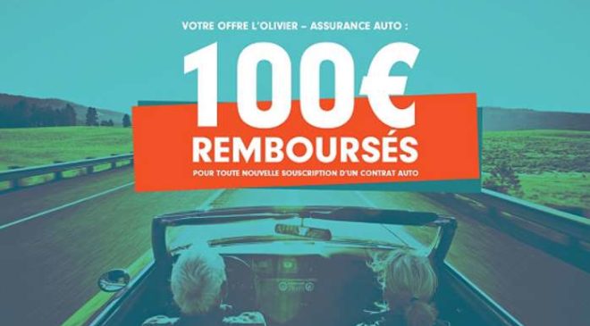 100€ remboursés par L’olivier – assurance auto pour toute souscription d’un contrat assurance