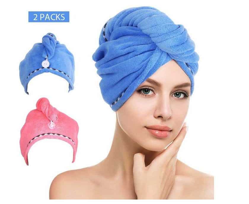 2 serviettes de tête à séchage rapide super absorbante (avec bouton de maintient) htovila