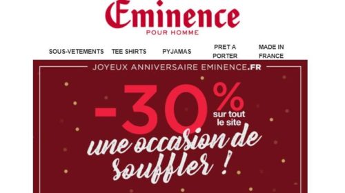 30% de réduction sur tous le site Eminence