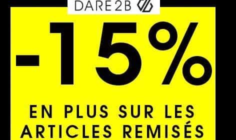 15% de remise sur les articles Dare 2B en promotions