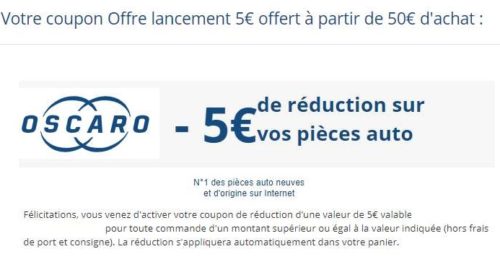 5€ de remise sur votre commande Oscaro