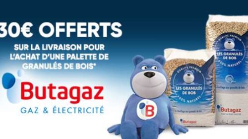 Bon d’achat BUTAGAZ remise sur votre palette de pellets granulés de Bob