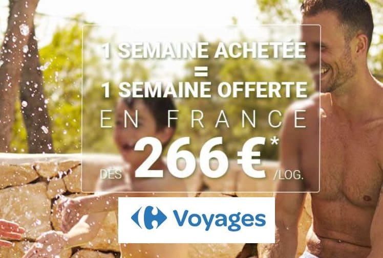 Carrefour voyages : 1 semaine résidence ou camping achetée = 1 semaine offerte