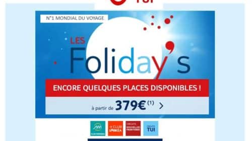 FOLIDAY’S TUI les offres de séjours en été à prix fous de Tui