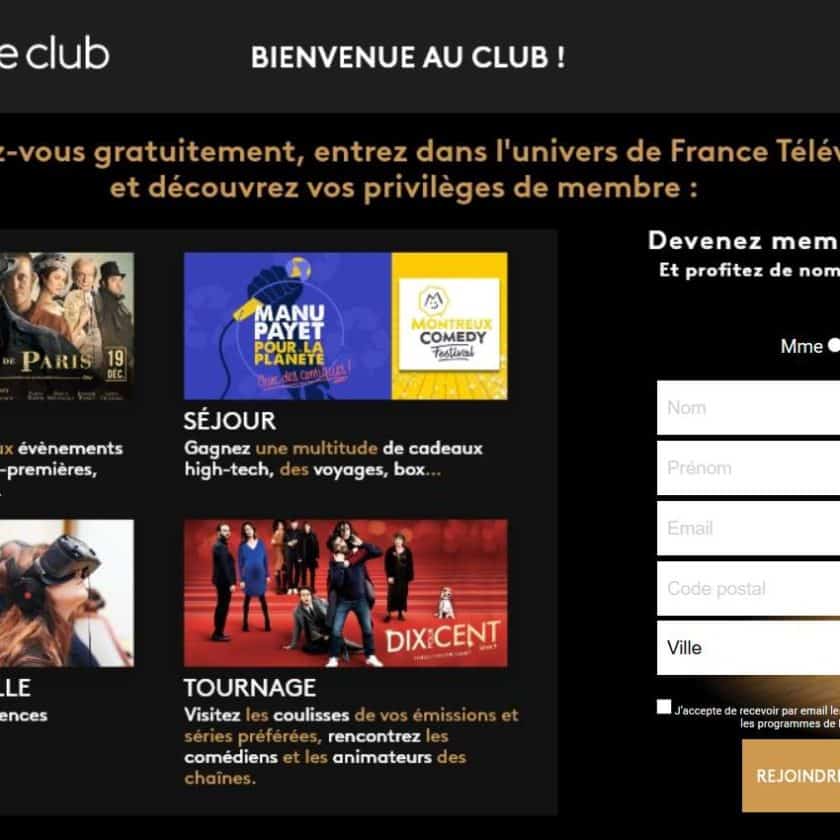 Inscrivez-vous gratuitement au club France Télévision
