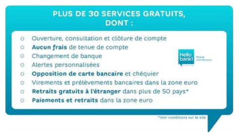 Vente privée services gratuits Hello Bank