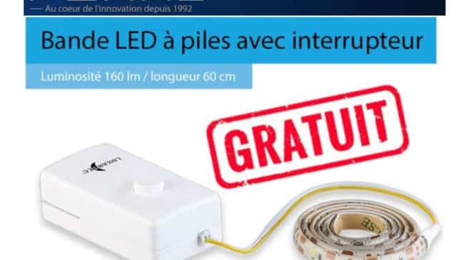 bande LED 60 cm adhésive à piles Lunartec gratuite sur Pearl