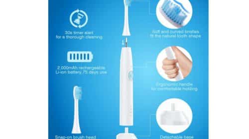 brosse à dents rechargeable ultrasonique 3 modes et minuteur