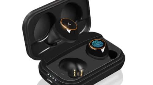 écouteurs sans fils Mycarbon Bluetooth 5.0 étanche avec boitier de charge
