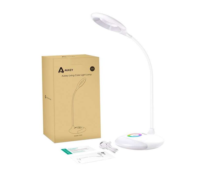 lampe 18 LED de table Aukey rechargeable avec base lumineuse et interrupteur tactile