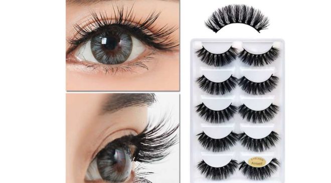 lot de 5 paires de faux cils 3D réutilisables Anself