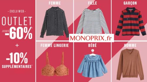 10% de remise supplémentaire sur Outlet Monoprix mode