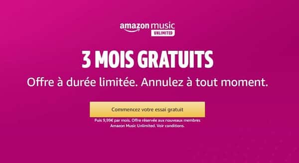 3 Mois Gratuit à Amazon Music Unlimited