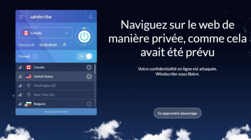 Abonnement Windscribe VPN gratuit pendant 1 an