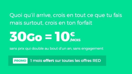 Bon plan 1 mois gratuit et forfait 30Go RED SFR à seulement 10€