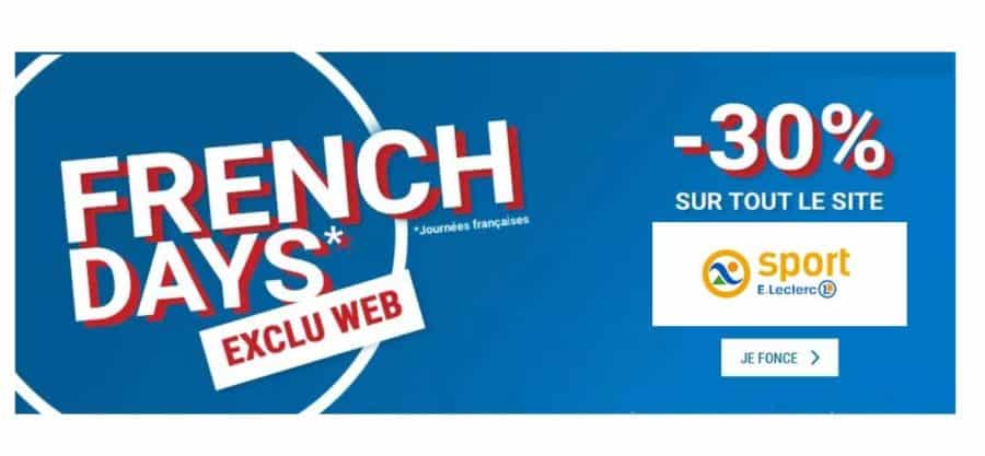French Days Sport Leclerc : 30% de remise sur tous vos achats en ligne