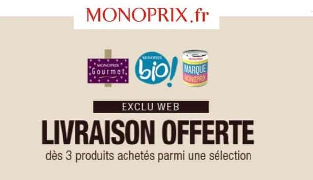 Livraison offerte si achat de 3 produits Monoprix