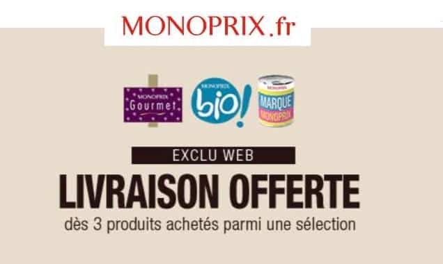 Livraison offerte si achat de 3 produits Monoprix