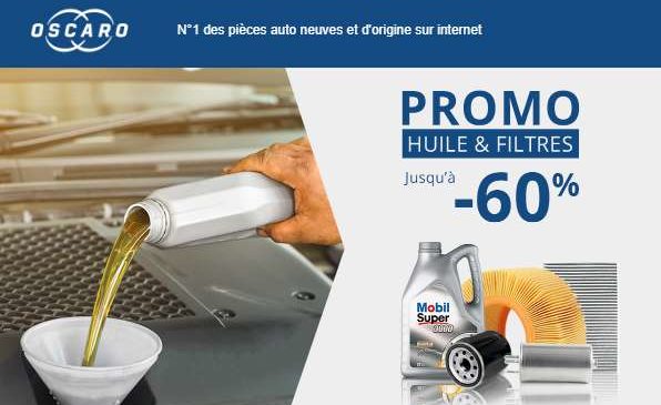 Promo huiles et filtres de vidanges sur Oscaro