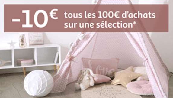 Remise de 10€ sur les meubles et linge de maison