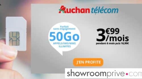 Vente privée forfait Auchan Telecom 50Go à 3,99€