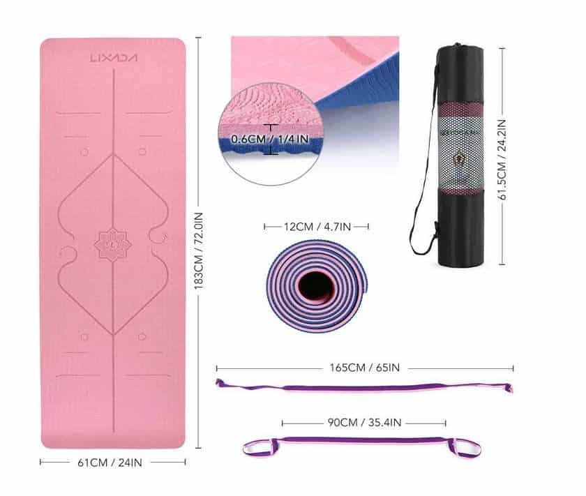 tapis de yoga et fitness double couche avec bandoulière Lixada