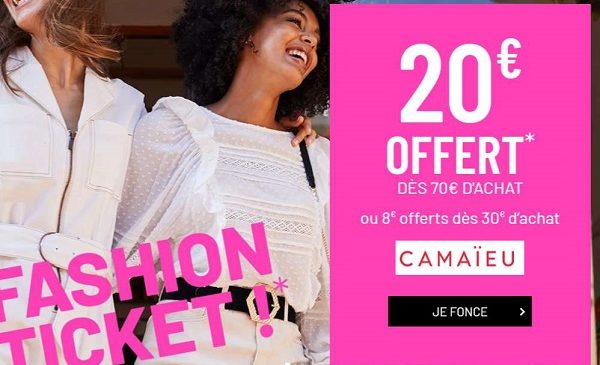 20€ De Réduction Pour Tout Achat Sur Camaïeu D'un Montant De 70€