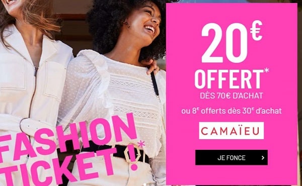 20€ De Réduction Pour Tout Achat Sur Camaïeu D'un Montant De 70€