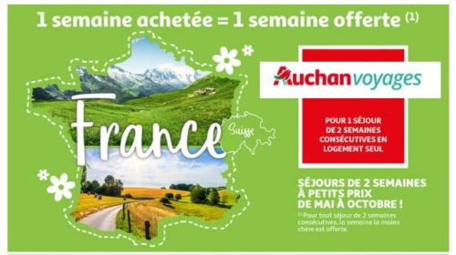 Bon plan vacances Auchan Voyages 1 semaine achetée = 1 semaine offerte cet été