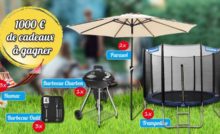 Concours tentez de gagner trampoline, barbecue charbon, parasol