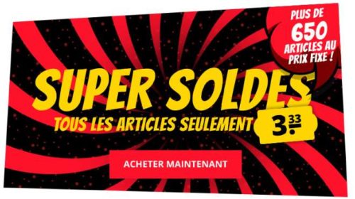 Super SOLDES Sport Outlet 650 articles à seulement 3,33 €