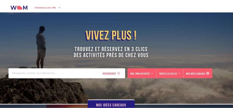 5€ offerts sur tout le site WOOM (2000 activités à faire ou à offrir en bon cadeau) soit des activités dès 1€