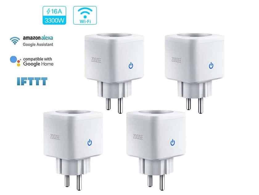 lot de 4 prises connectées Zoozee (compatibles commande vocale Alexa et Google Home)