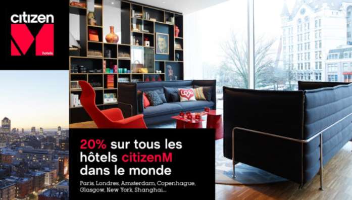 20% de réduction sur les hôtels citizenM – Vente Privée