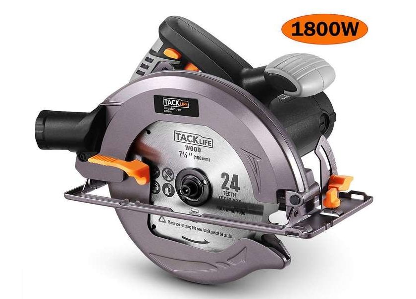 scie circulaire 1800W Tacklife ECS01A avec protecteur alu, adaptateur aspiration