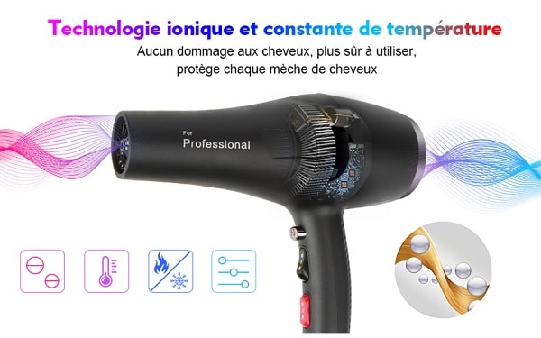 sèche cheveux ionique happygoo 2400w avec accessoires