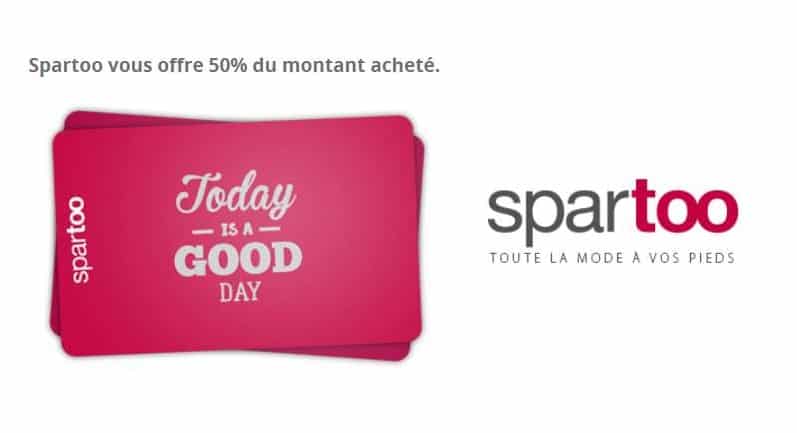 1 chèque cadeau Spartoo acheté = 50% de sa valeur offerte