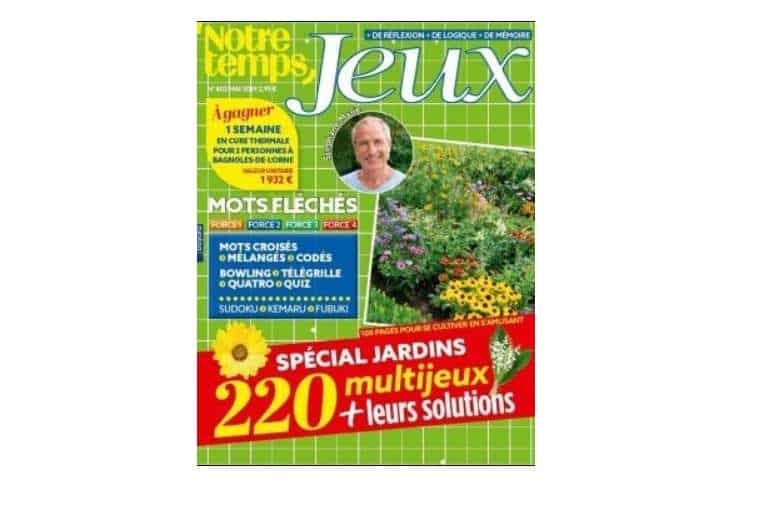 Abonnement magazine Notre Temps Jeux moitié prix : 1 an acheté = 1 an OFFERT (soit 29,90€ les 2 ans)